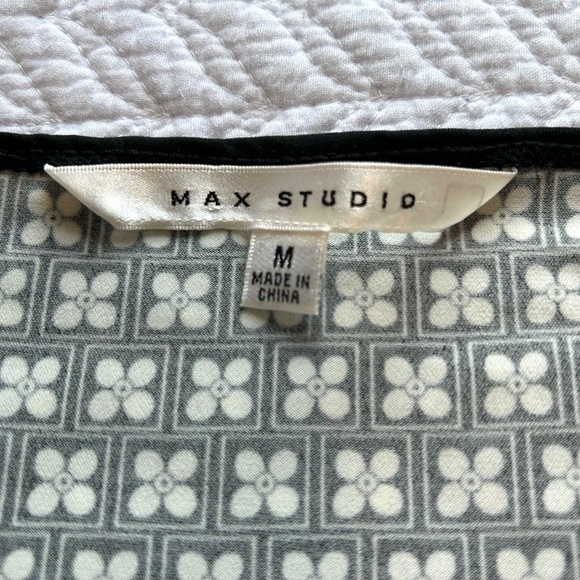 Max Studio Sheath Dress Tile Print Stretch Jersey Square Neck Cap Sleeve Size M - Picture 6 of 14